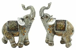 Ebros Bejeweled Mosaic Feng Shui Elephant With Trunk Up Statue 6&quot;Tall Set of 2 - £28.14 GBP