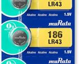 Murata LR43 Battery AG12 386A 1.55V Alkaline Button Cell (10 Batteries) - £5.15 GBP+