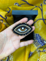 Hand made «Brown eye brooch »,black eye pin, lucky pin, talisman, gift b... - $95.00