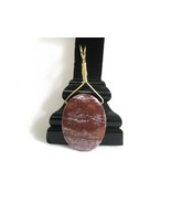 Streaky Red &amp; White Jasper Pendant with Brass Bail RKM187 - £7.87 GBP