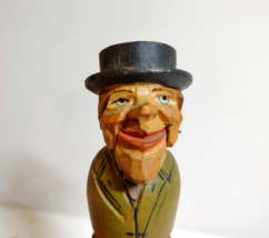 ANRI Mechanical Jaw Drop Bottle Stopper Wood Hand Carved Puppet Barware Cork - £32.50 GBP