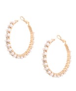 Pearl Bead Rhinestone Wire Wrapped Hoop Earring - $17.70 CAD