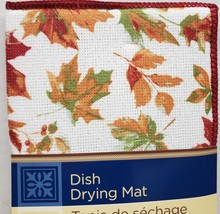 Printed Microfiber Dish Drying Mat, 12&quot;x18&quot;, Fall Colorful Leaves, Burgundy, Gr - £8.73 GBP