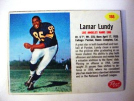 1962 Post Football Card of #166 Lamar Lundy Los Angeles Rams-vg/ex - £4.87 GBP