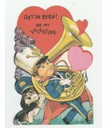 Vintage Valentine Card Boy Plays Tuba Beagle Dog Pete Hawley Unused 1960&#39;s - $8.90