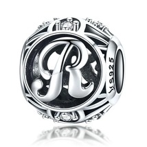 925 Sterling Silver Letter R Charms Beads fit Charm Bracelet DIY Jewelry Making - £5.94 GBP