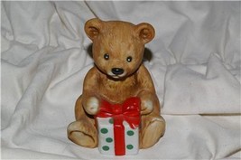 Vintage Homco Bear with Christmas Present 5505 Home Interiors &amp; Gifts - £4.79 GBP