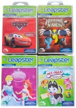 New Lot Of 4 Leapster Learning Games Cars Disney Princess Wolverine &amp; X-Men Nib - £24.49 GBP