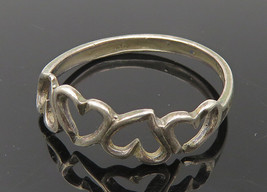 925 Sterling Silver - Vintage Up &amp; Down Love Hearts Band Ring Sz 7 - RG1... - $30.20 CAD
