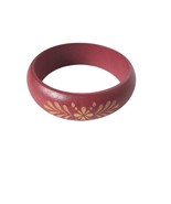 Vintage Red Wooden Bangle Bracelet Gold Floral Design Womens Costume Jew... - $17.33