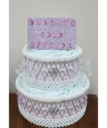 Pink and Purple 2 Tier Diaper Cake , Winter Baby It&#39;s Cold Outside Baby ... - £39.87 GBP