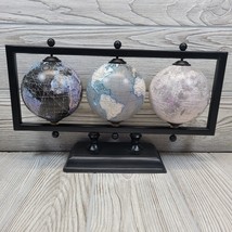 Trio Rotating Globe Earth World Decor Desktop Educational Home Office Map Study - £23.59 GBP
