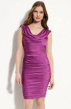 Tadashi Shoji Beaded Shoulder Jersey Sheath Dress Sz S Tripleber - $117.22