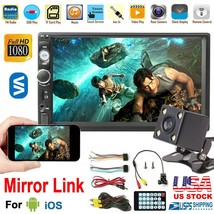 2DIN 7&quot; Wireless Car Stereo MP5 Video Player Touch Screen with Rear View Camera - £63.15 GBP