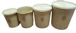 VINTAGE TUPPERWARE 4 FOOD STORAGE CONTAINER SET SUNBURST YELLOW 805 807 ... - $34.65