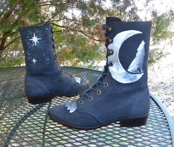 Vintage ZODIAC USA Custom Painted Leather Boots&quot;Twilite Hunter&quot;Western l... - £69.49 GBP