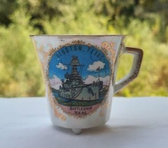 Vintage Souvenir Cup and Saucer Houston Battleship Texas Japan Made Lust... - £14.92 GBP