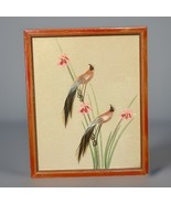 Vintage Feather Bird Art Pair Framed Mid Century Nature Scene Wall Decor - €36,66 EUR
