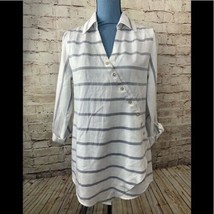Soft Surroundings Asymmetrical Tencel Top Women&#39;s Small White Striped Tunic - £12.01 GBP