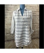 Soft Surroundings Asymmetrical Tencel Top Women's Small White Striped Tunic - $15.19