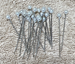 Lot of 25 Round Topped Pearl Corsage Head Pins 2 Inches long White - $173.57 MXN