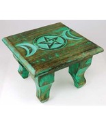 Triple Moon and Pentacle 6&quot; Wooden Small Round Rustic Altar Table! - $38.81 CAD