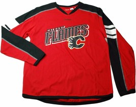  Calgary Flames Reebok NHL Edge Team Logo Long Sleeve Hockey Jersey Shirt - £22.10 GBP