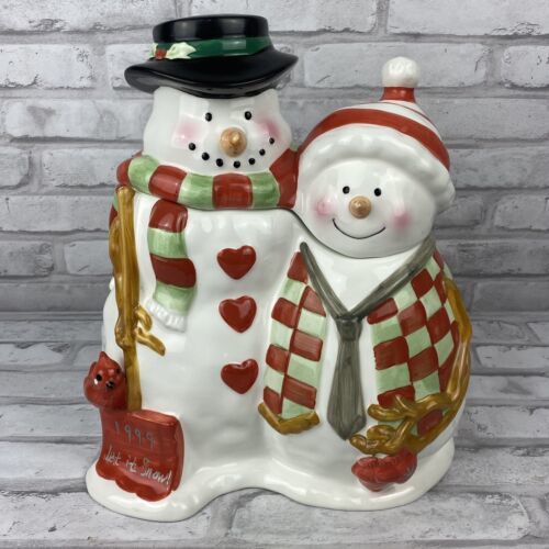 Primary image for Snowman Couple Duo Cookie Jar Christmas Holiday Winter 11.5 Inches Tall