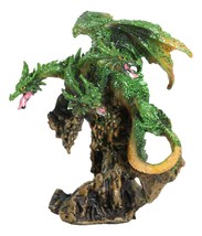 Fantasy Three Headed Green Dragon Hydra Perching On Ancient Tree Figurine 5&quot;H - £15.97 GBP