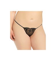 Shirley of Hollywood Women&#39;s Plus Size Sequin Embroidered Thong, X66, Black, 1X- - £15.80 GBP+
