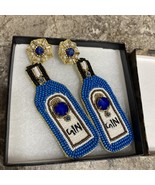 Parker Sparrow Blue Gin Bottle Seed Beaded Drop Earrings - €4,37 EUR