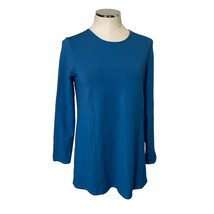 J. Jill Wearever Collection Blue Long Sleeve Crewneck Tunic Top Size Small - £24.57 GBP