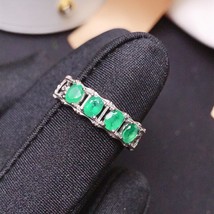 natural emerald ring new 925 Sterling Silver Natural Gemstone precious gemstone  - £75.27 GBP