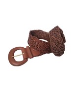Fossil Belt Small Brown Genuine Leather Braided Woven Stretch Wide State... - £13.74 GBP