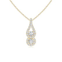 ANGARA Lab-Grown 0.26 Ct Two Stone Diamond Drop Pendant Necklace in 14K ... - £455.74 GBP