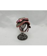 Dollhouse Miniature Sweet Romance Metal Pink Ribbon Hat On Stand - $564.28 MXN