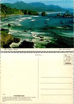 One(1) Oregon Coast Cliffs Ocean Waves Fog Rocks Trees Beach VTG Postcard - £7.51 GBP