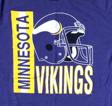 Vintage T-Shirt Minnesota Vikings Helmet Spellout Purple Garan Tag - Size XL - £23.29 GBP