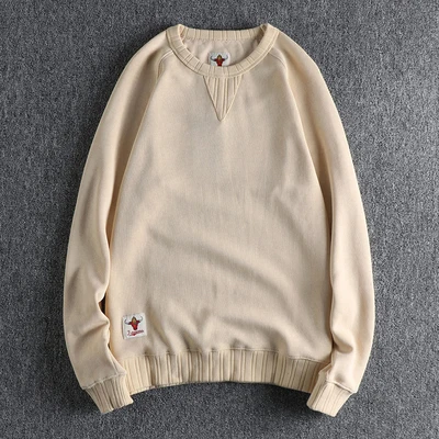 Autumn New  Retro Heavyweight Solid Color Sweatshirts Men&#39;s Simple Pure Cotton W - £155.74 GBP