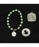 St Benedict Bracelet Metal St Jude Pendant Angel in My Pocket Coin Chris... - $30.90 CAD
