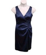 Donna Ricco Dress Womens 6 Petite Navy Blue Sleeveless Ruched Sheath Str... - £19.49 GBP