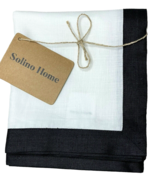 SoIino Home Linen Table Runner Classic Bold Black Border White 36&quot; x 14&quot;... - $199.84 MXN