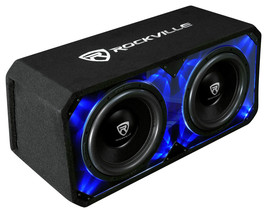 Rockville DV12K6D2 Dual 12" 4800w Car Audio Subwoofers Plexi Sub Enclosure Box - £406.09 GBP