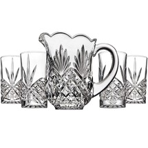 Pitcher And Glasses Set Vintage Crystal Barware Drinking Highball Water Beverage - £42.42 GBP