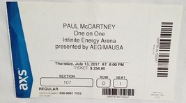 PAUL McCARTNEY - ORIGINAL 2017 ONE ON ONE UNUSED WHOLE FULL CONCERT TICKET - $282.71 MXN