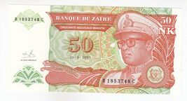 Zaïre, 50 Nouveux Makuta, 1993, P51, UNC - $11.25