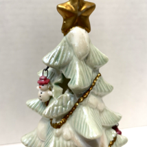 Rare VTG Ceramic 8&quot; Painted Christmas Tree Tealight Holder 7 Miniature O... - $42.30