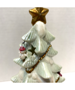 Rare VTG Ceramic 8&quot; Painted Christmas Tree Tealight Holder 7 Miniature O... - £33.89 GBP