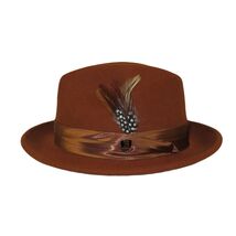 Men Bruno Capelo Hat Australian Wool Crushable Fedora Giovani UN125 Cognac Brown image 2