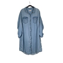 Ava &amp; Viv Shirt Dress Womens 2X Chambray Flannel Roll Tab Normcore Basic - $19.79